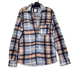 Zara Men’s Plaid Button Up Shirt Jacket